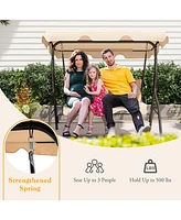 Gymax 3-Person Swing Chair Porch Seat w/ Adjustable Canopy Removable Cushion
