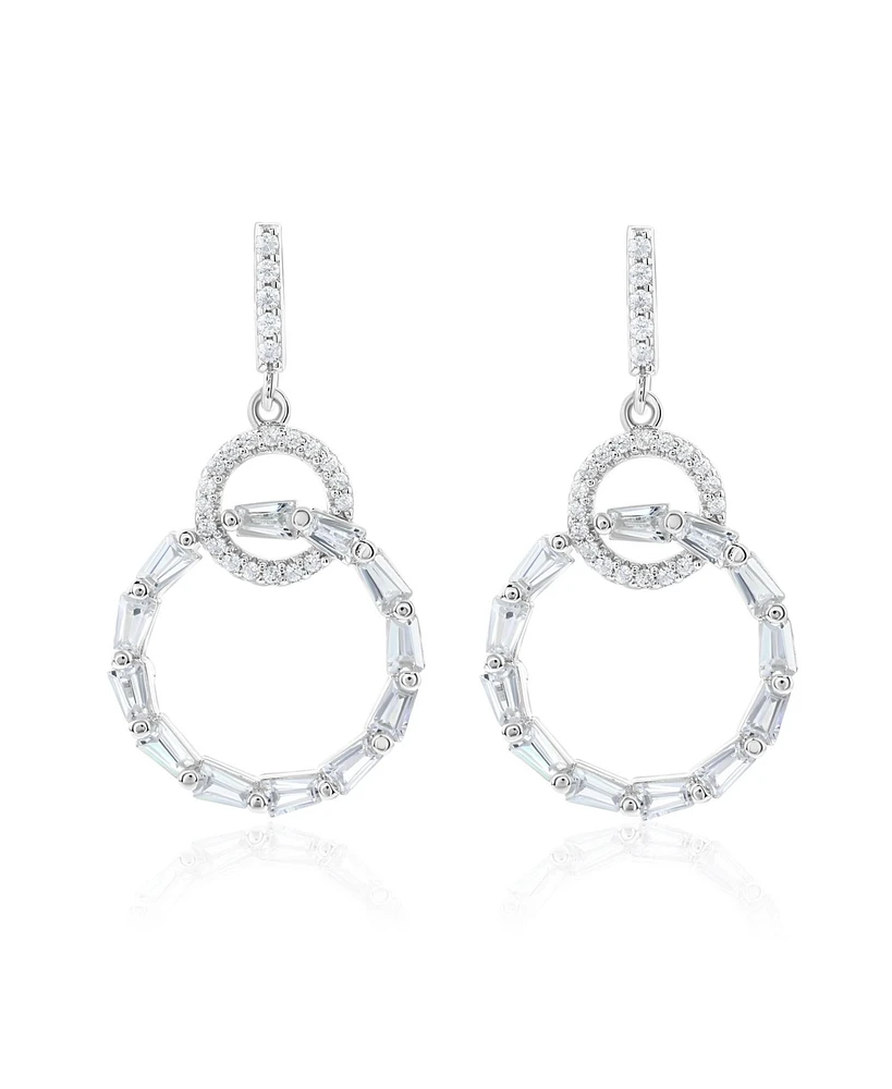 Suzy Levian Sterling Silver Cubic Zirconia Circle Drop Earrings
