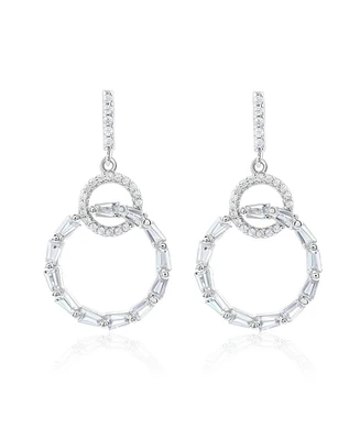 Suzy Levian Sterling Silver Cubic Zirconia Circle Drop Earrings