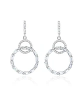 Suzy Levian Sterling Silver Cubic Zirconia Circle Drop Earrings