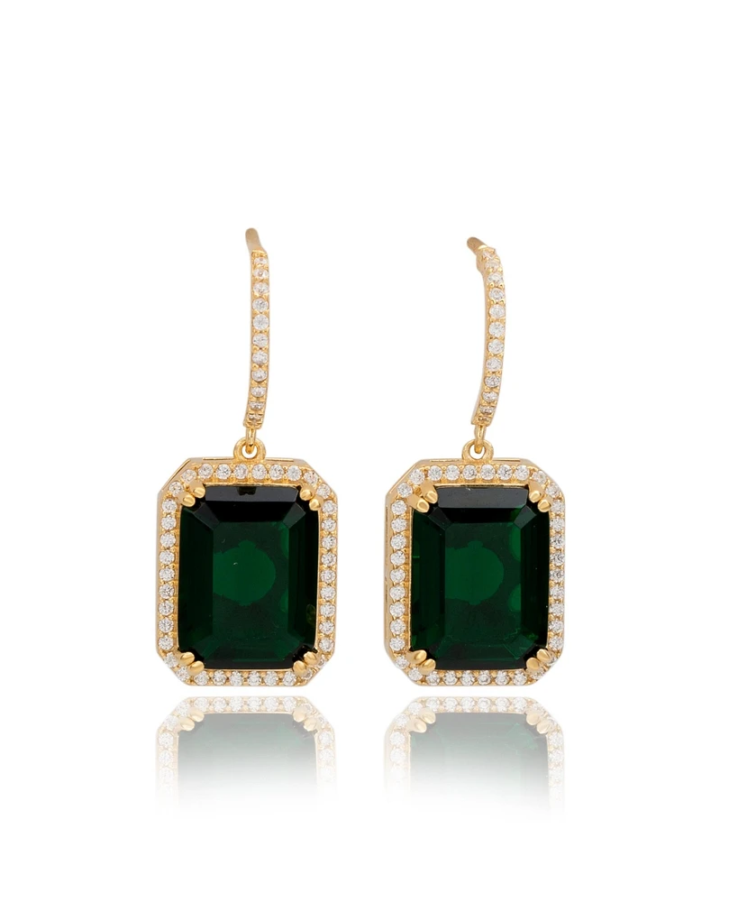 Suzy Levian Sterling Silver Cubic Zirconia Halo Dangling Earrings