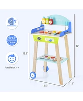Gymax Kid's Pretend Barbecue Grill Play Set Toy Bbq Cooking Playset with Accessories