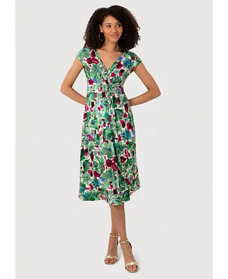 Alie Street London Women's Sara V-Neck Short Sleeve Midi Dress