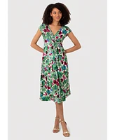 Alie Street London Women's Sara V-Neck Short Sleeve Midi Dress
