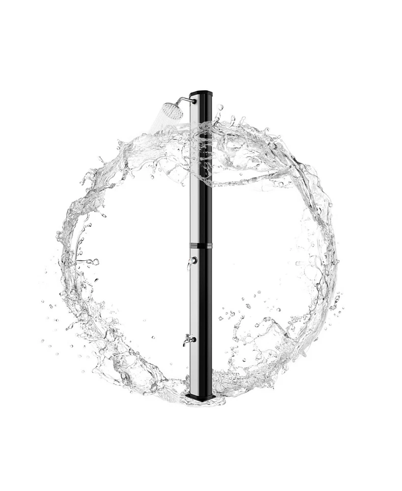 7.2 Feet 9.3 Gallon Solar Heated Shower with Adjustable Head and Foot Tap