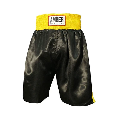 Fearless Classic Satin Pro-Style Boxing Trunks: Premium Fight Shorts for Training and Gym Clothing, Boxing Trunks Black/Gold, Size L