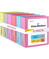 2 Inch 3 Ring Binder, 2 Inch D-Ring Clear View Cover with 2 Inside Pockets Binders, Colored School Supplies Binders in Grey, Pink, Blue, Purple