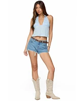 Edikted Women's Floral Eyelet Backless Halter Top