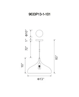 Cwi Lighting 13" Metal Dynamic 1 Light Down Pendant