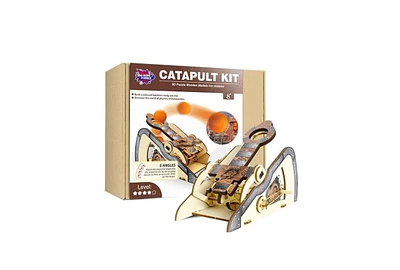 Livevie 3D Wooden Catapult Kit Stem Toy for Kids, Includes Panels, Elastic Bands, and Eva Balls, Explore Physics Principles of Force, Trajectory, and