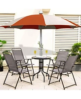 2pcs Patio Folding Sling Chairs Dining Armrest Backrest Outdoor Portable