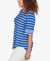 Ruby Rd. Petite Tapered Stripe Textured T-Shirt