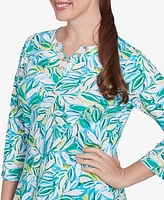 Ruby Rd. Petite Tossed Leaves Embellished Knit Top