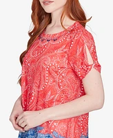 Ruby Rd. Petite Americana Embellished Jersey T-Shirt