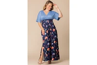 Kiyonna Plus Havana Color Block Maxi Dress