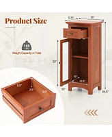 Bathroom Freestanding Storage Cabinet with Single Glass Door