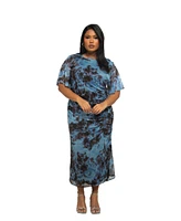 Fashion-szn Curve Plus Short Sleeve Abstract Mesh Midi Dress