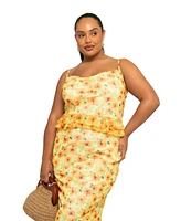 Fashion-szn Curve Plus Sleeveless Floral Mesh Midi Dress