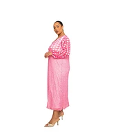 Fashion-szn Curve Plus Vibrant Polka Dot Mesh Midi Dress