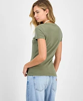 Guess Women's Palm-Print Triangle Logo T-Shirt
