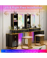 Vanity Table Set with Rgb Led Lights and Wireless Charging Station