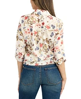 Bcx Juniors' Tie-Hem Floral-Print Shirt