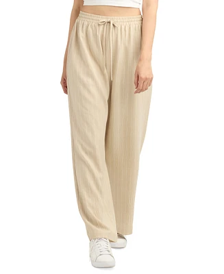 Bcx Juniors' Striped Drawstring-Waist Wide-Leg Pants