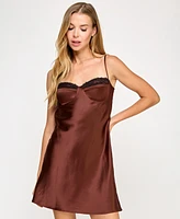 Seni & Cade Juniors' Satin Bustier Slip Dress