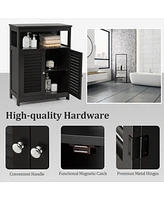 Wood Freestanding Bathroom Storage Cabinet with Double Shutter Door