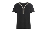 Olsen Women's Embroidered Trim T-Shirt