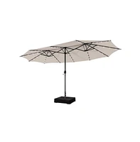 15 Feet Double-Sided Patio Umbrella with 48 Led Lights