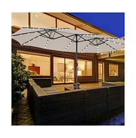 15 Feet Double-Sided Patio Umbrella with 48 Led Lights