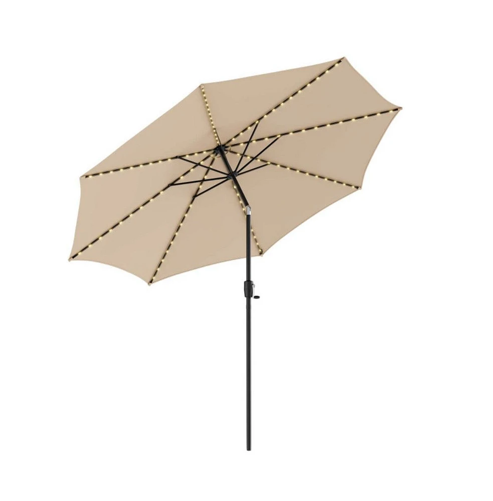10 Feet Patio Umbrella with 112 Solar Lights and Crank Handle