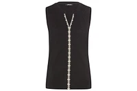 Olsen Women's Sleeveless Embroidered Detail Top