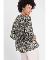 Olsen Women's Tropic Mix Print Tunic Blouse