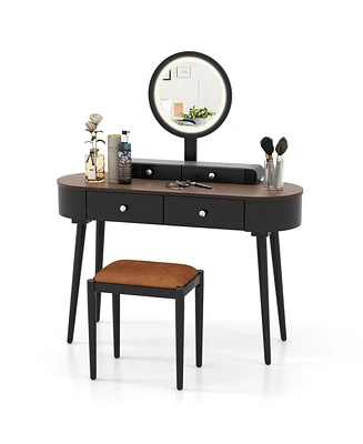 Makeup Vanity Table Set with Led Mirror and 3 Spacious Drawers