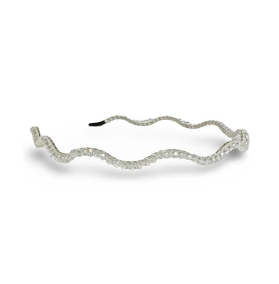 Wavy Beaded Headband - White