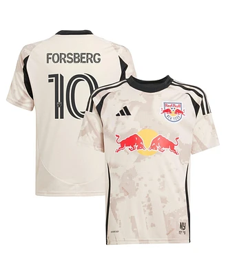 Adidas Big Boys and Girls Emil Forsberg Tan New York Red Bulls 2025 Stone Kit Replica Player Jersey
