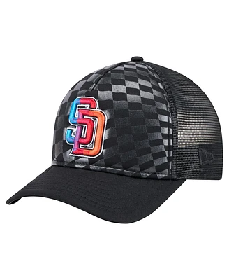 New Era Men's Black San Diego Padres Gradient 9FORTY A-Frame M-Crown Trucker Adjustable Hat