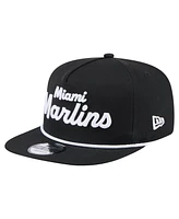 New Era Men's Black Miami Marlins Team Text Golfer Snapback Hat