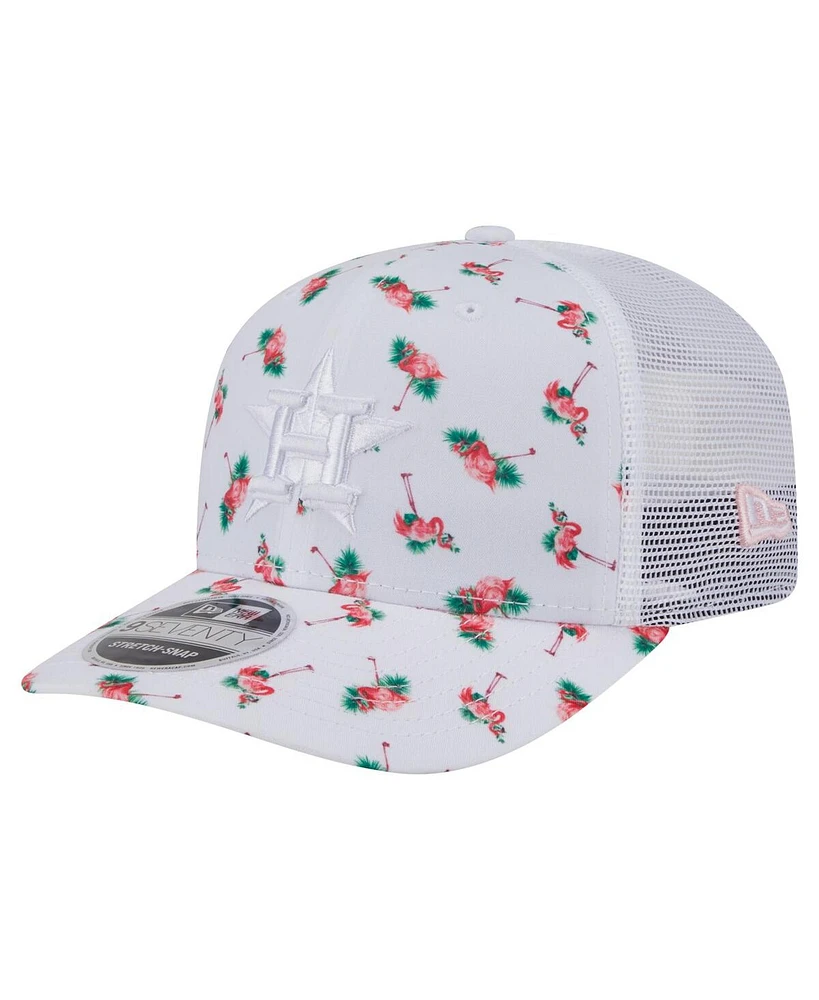 New Era Men's White Houston Astros Flamingo Mesh Back 9SEVENTY Stretch-Snap Hat