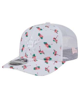 New Era Men's White Houston Astros Flamingo Mesh Back 9SEVENTY Stretch-Snap Hat