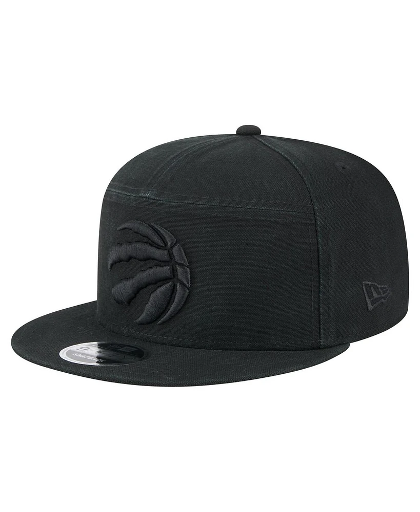 New Era Men's Black Toronto Raptors Adventure Canvas Split Panel 9FIFTY Snapback Hat