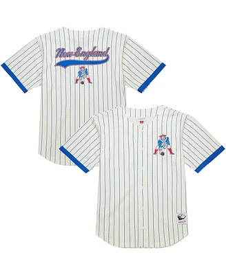 Mitchell & Ness Men's Cream New England Patriots Final Seconds Vintage Logo Mesh Button-Up Shirt