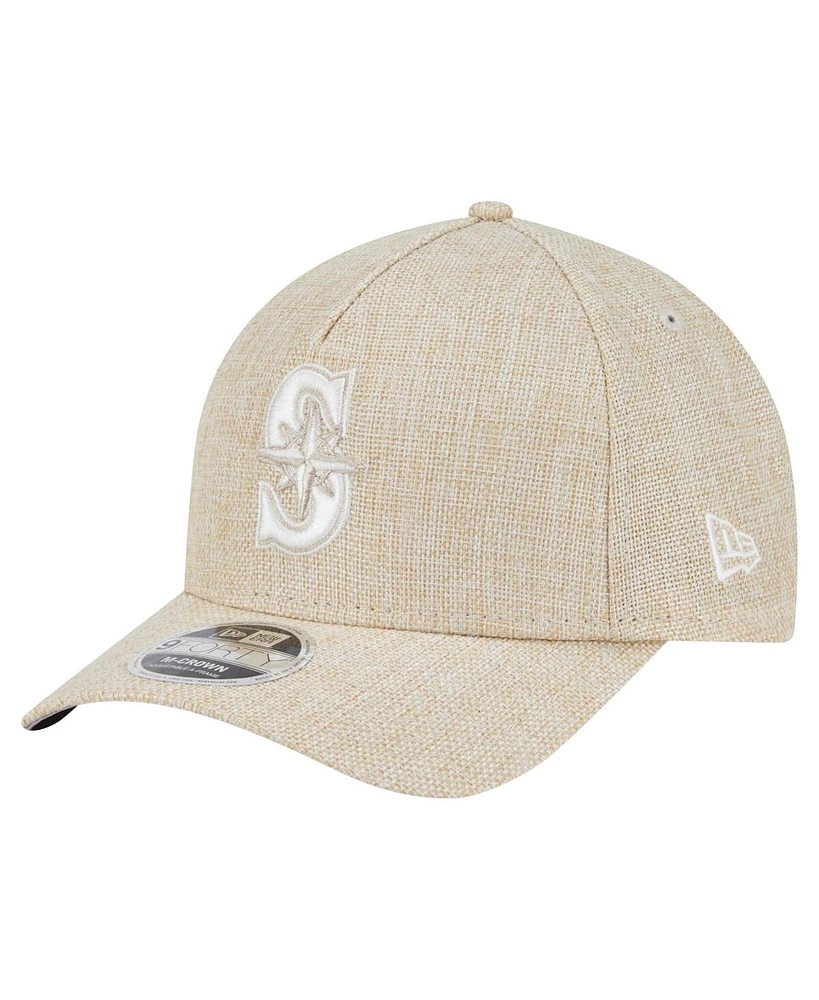 New Era Men's Beige Seattle Mariners Cotton Weave M-Crown A-Frame 9FORTY Adjustable Hat