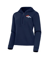 Antigua Women's Navy Denver Broncos Contemporary Quarter-Zip Hoodie