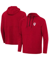 Antigua Men's Heather Red Indiana Hoosiers Spikes Quarter-Zip Hoodie