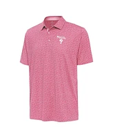 Antigua Men's Pink Philadelphia Phillies Palm Tree Spring Training Blooming Polo Shirt