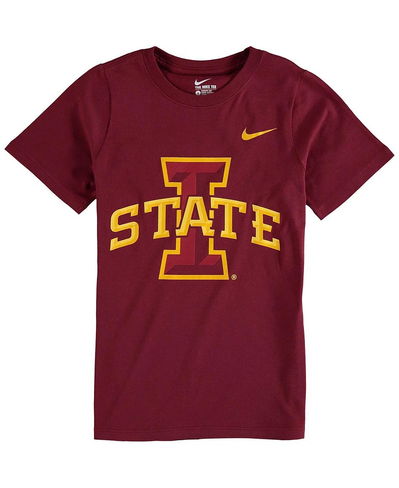 Nike Big Boys and Girls Cardinal Iowa State Cyclones Cotton Logo T-Shirt