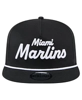 New Era Men's Black Miami Marlins Team Text Golfer Snapback Hat